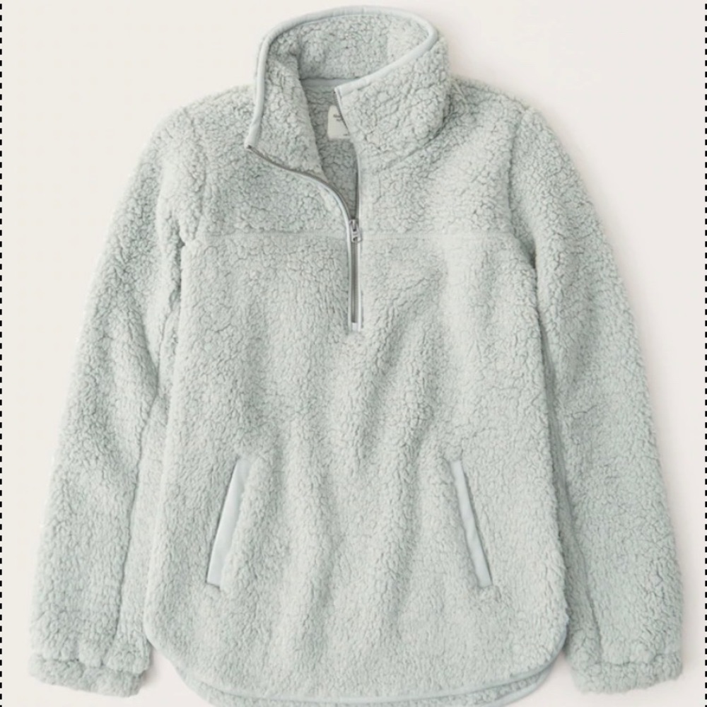 NWT Abercrombie Sherpa Faux Leather-Trim Pullover